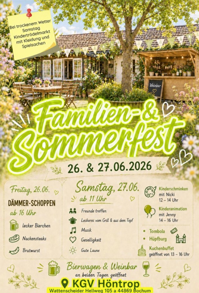 Familien- & Sommerfest im KGV "Höntrop" e.V. ☀️
